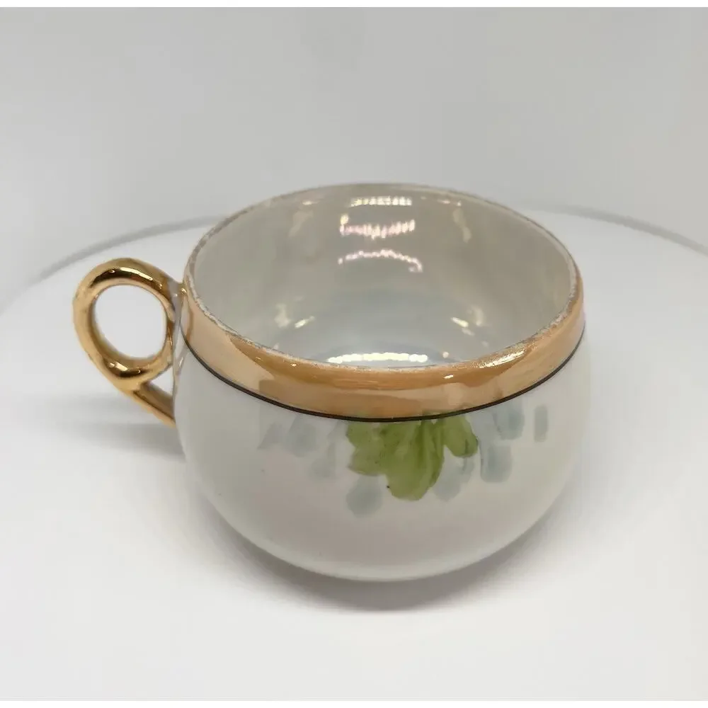 Vintage 1930s Hand Painted Teacup With Purple Flowers, Made In Japan